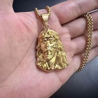 Stainless steel religious vacuum gold plated Jesus figure Faith pendant