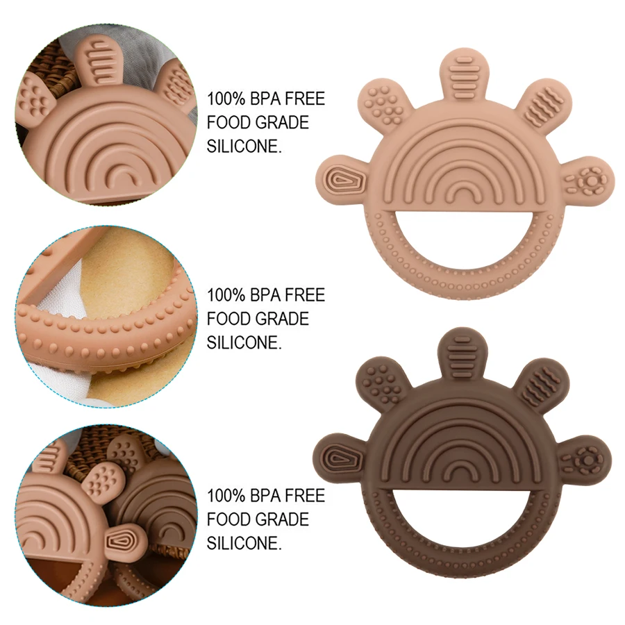 Mordedores de silicone para bebê recém-nascido Brinquedo de mastigação Mordedores de grau alimentício Treinamento Material molar Brinquedos de mastigação para bebê