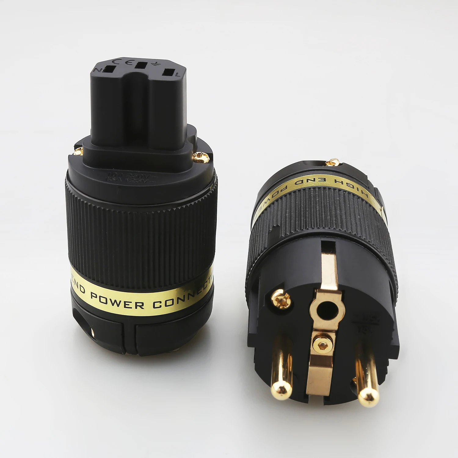 High End Audiophile Power Plug EU US Schuko Plug IEC C13 Connector Gold Plated Hifi For DIY Audio Power Cable