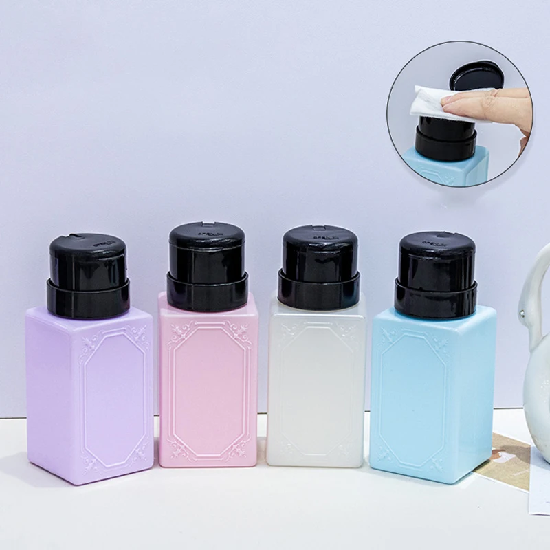 220ML Portable Press Refillable Bottle Liquid Pump Nail Polish Cleaner Remover Dispenser Empty Container Tool Manicure Salon