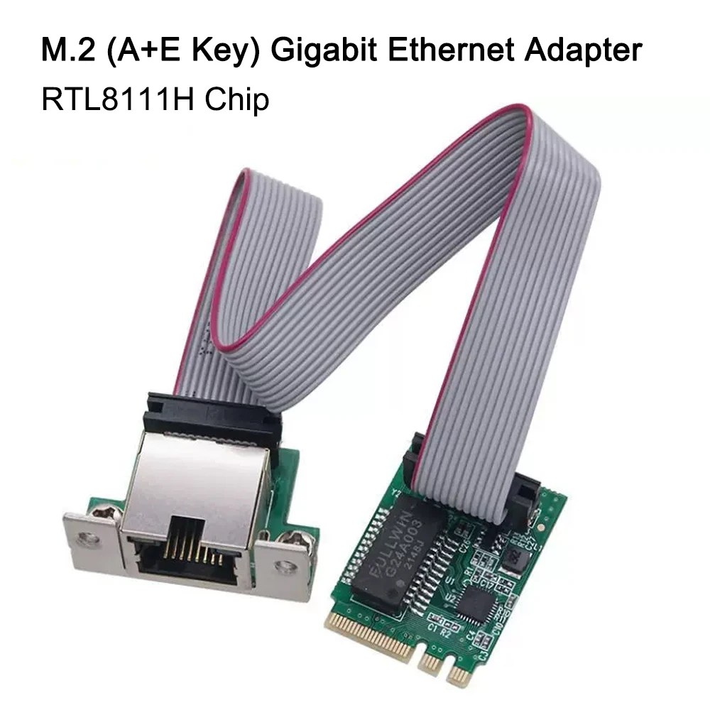 M.2 A+E Key Network Card 10/100/1000Mbps Gigabit Ethernet RTL8111H Single Port RJ45 LAN Adapter For PC Desktop Supports Windows