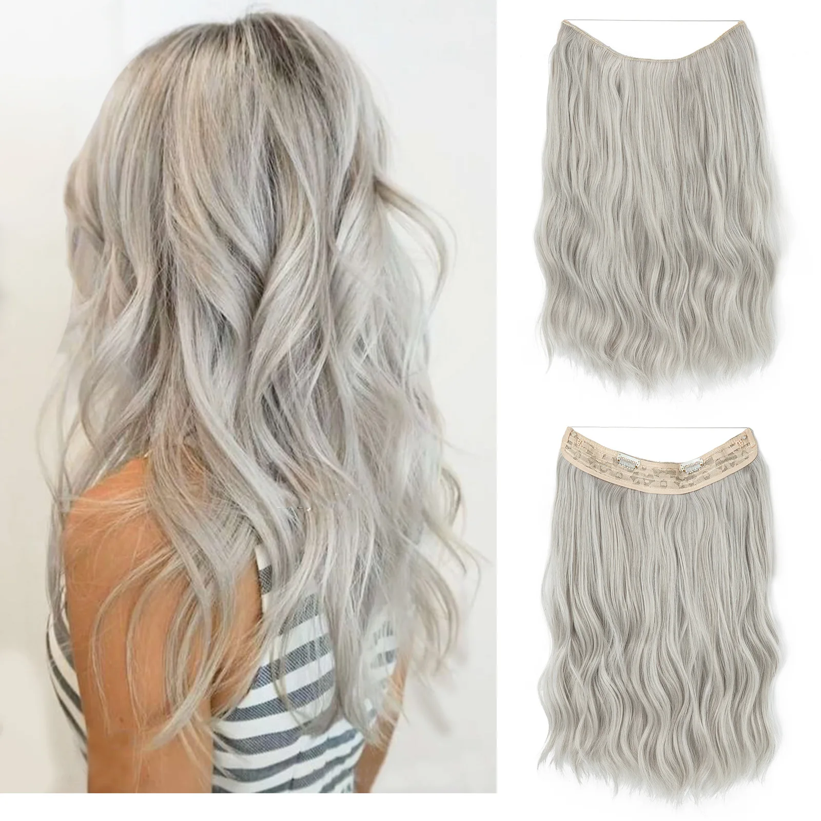 Ladies' Natural Hair, with Natural and Layered Hair Colors, Convenient One-piece Wig, Clip Design