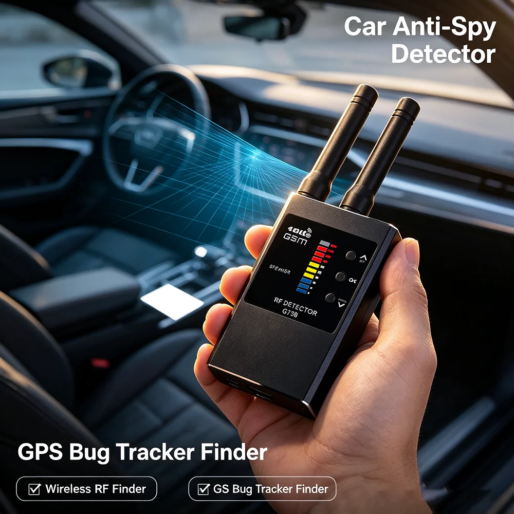 超ポータブルg738プロフェッショナルワイヤレスrf信号検出器、gpsトラッカー、gsmオーディオ盗聴器発見器、隠しカメラスキャナー、アンチスパイ