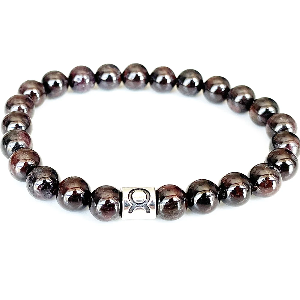 MG1663 Trendy Womens Taurus Zodiac Bracelet 8 MM Tanzania Garnet Energy Wrist Mala Natural Handmade Gemstone Jewelry