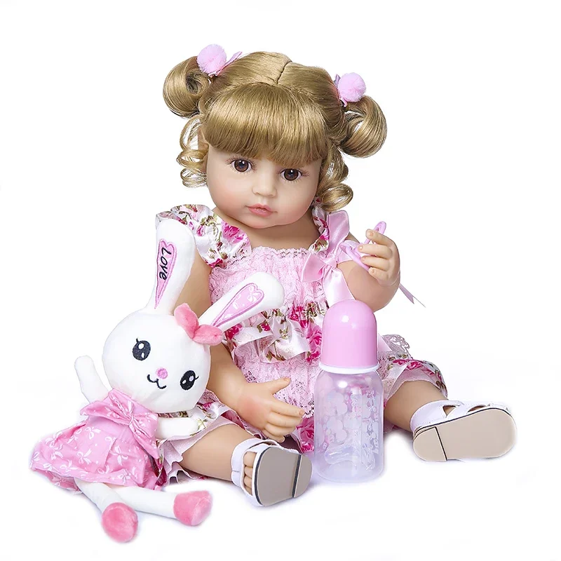 NPK 55CM bebe doll reborn toddler girl doll full body silicone soft real touch flexible anatomically correct