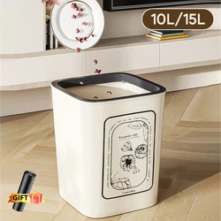 10/15L Nordic Wastebasket Large Opening Trash Can Plastic Garbage Can for Bathroom Office Bedroom Kitchen Home Kids Rooms Square