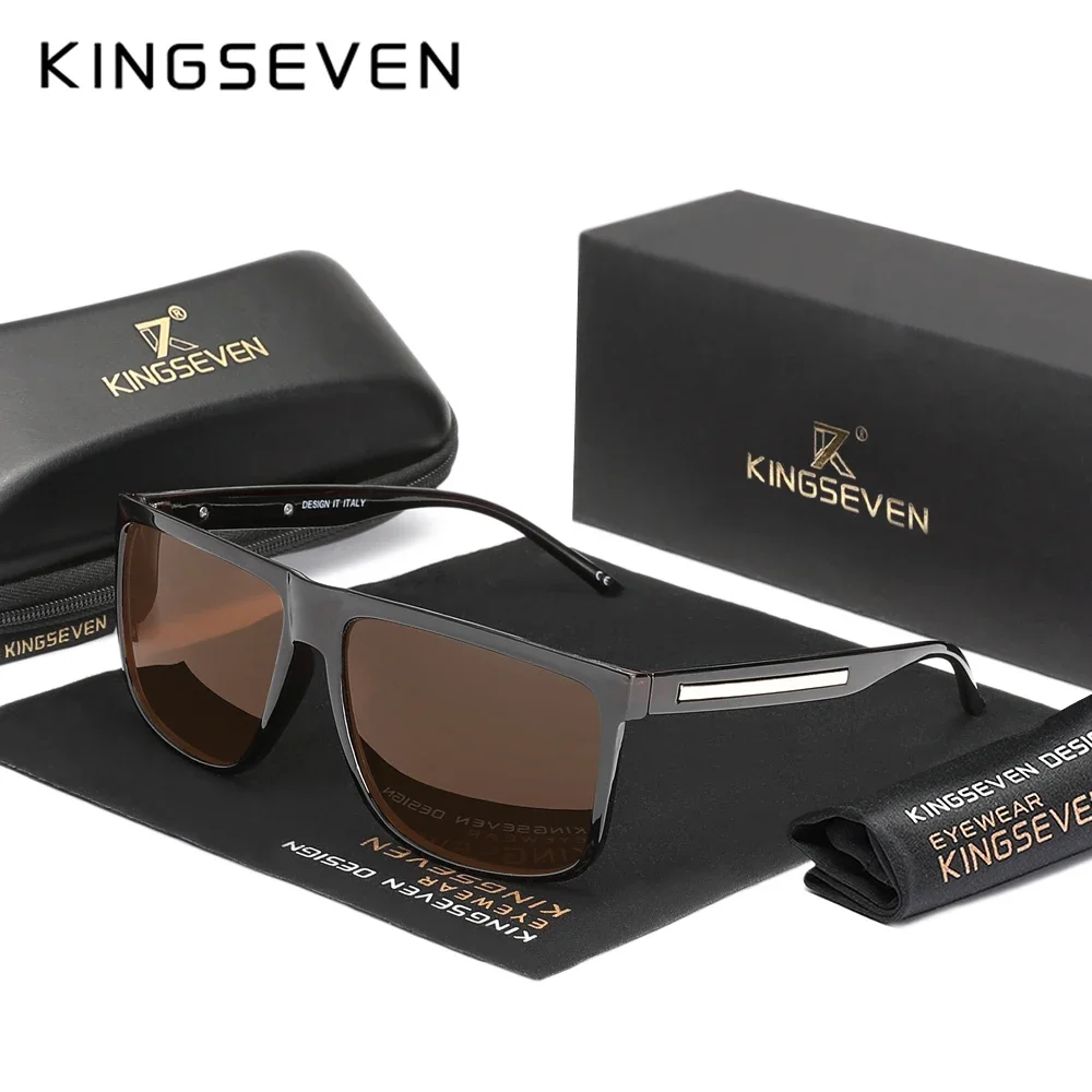 KINGSEVEN Mode Trendy Sonnenbrille Männer Polarisierte UV400 Schutzbrille Frauen Rechteck Vintage Outdoor Fahren Brillen