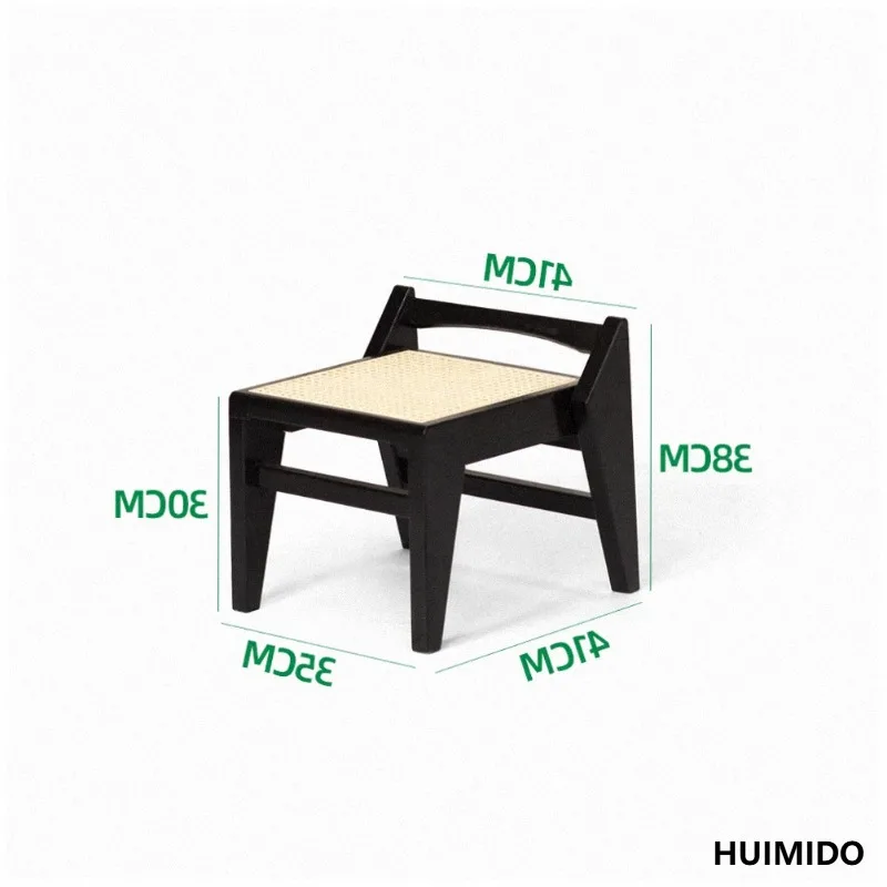Rattan solid wood tenon and mortise small stool, porch shoe change stool, sofa , coffee table stool, low breathable w