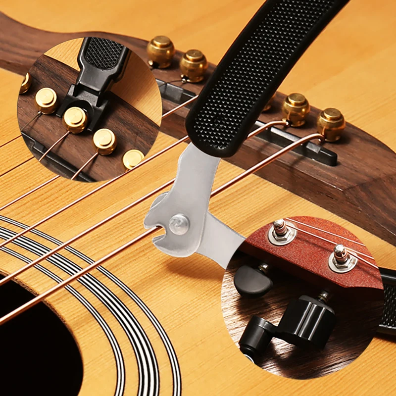Guitar String Changing Tool String Cutter Winder String Bridge Pin Puller 3 in 1 Guiitar Accessories