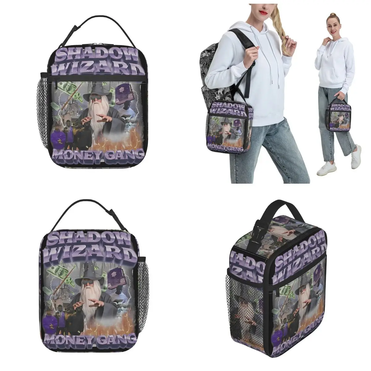 Shadow Wizard Money Gang Bootleg Insulated Lunch Tote Bag For Outdoor Y2K Storage Food Boxes Portable Cooler Thermal Lunch Boxes