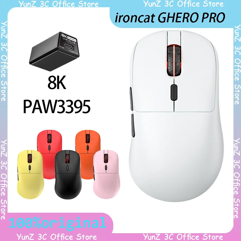 

Ironcat Ghero Pro Беспроводная трехрежимная игровая мышь Paw3395 8k Скорость возврата Киберспортивная игра Офисная мышь Игровые аксессуары Подарок