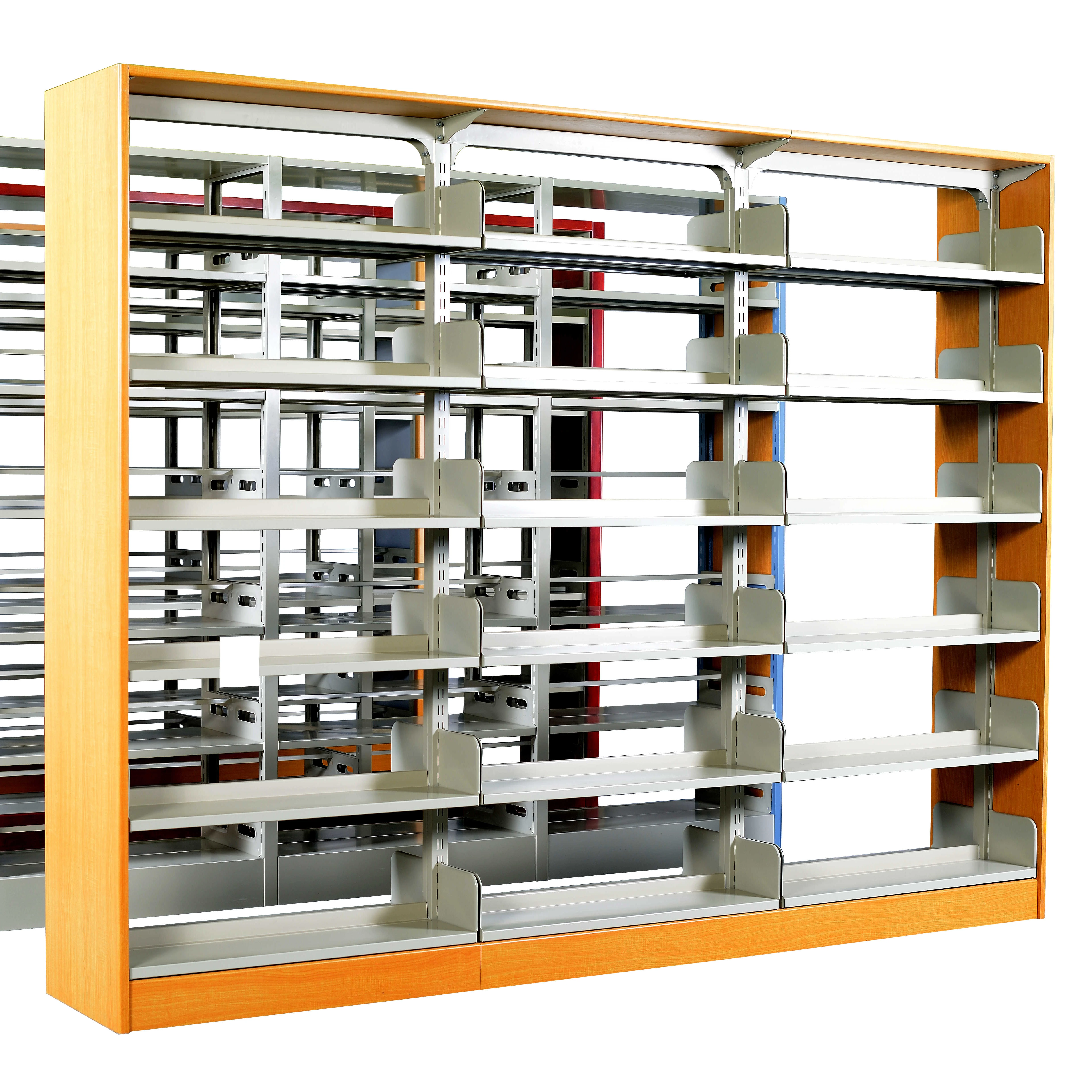 Factory Direct Hot Sale Modern School Furniture Library Equipment Steel Book Shelf Double Side Bookshelf