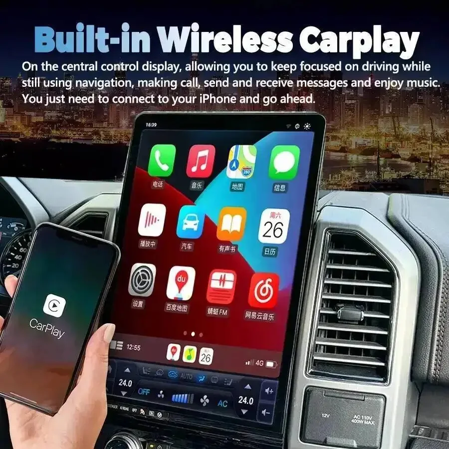 16.8 inch Retain SYNC Qualcomm Android 13 Wireless CarPlay For Ford Expedition F150 2018-2021 Multimedia Video Player GPS DSP