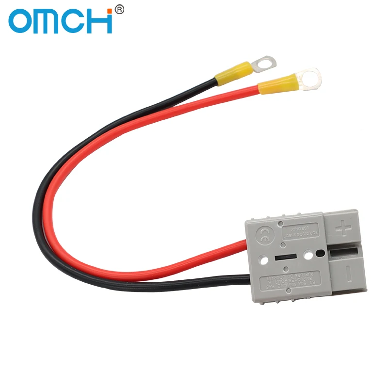 OMCH 50A 12AWG/120A 8AWG Double Pole 600V High Current Plug with 30cm Silicone Cable for Electric Car Battery Charging Plug