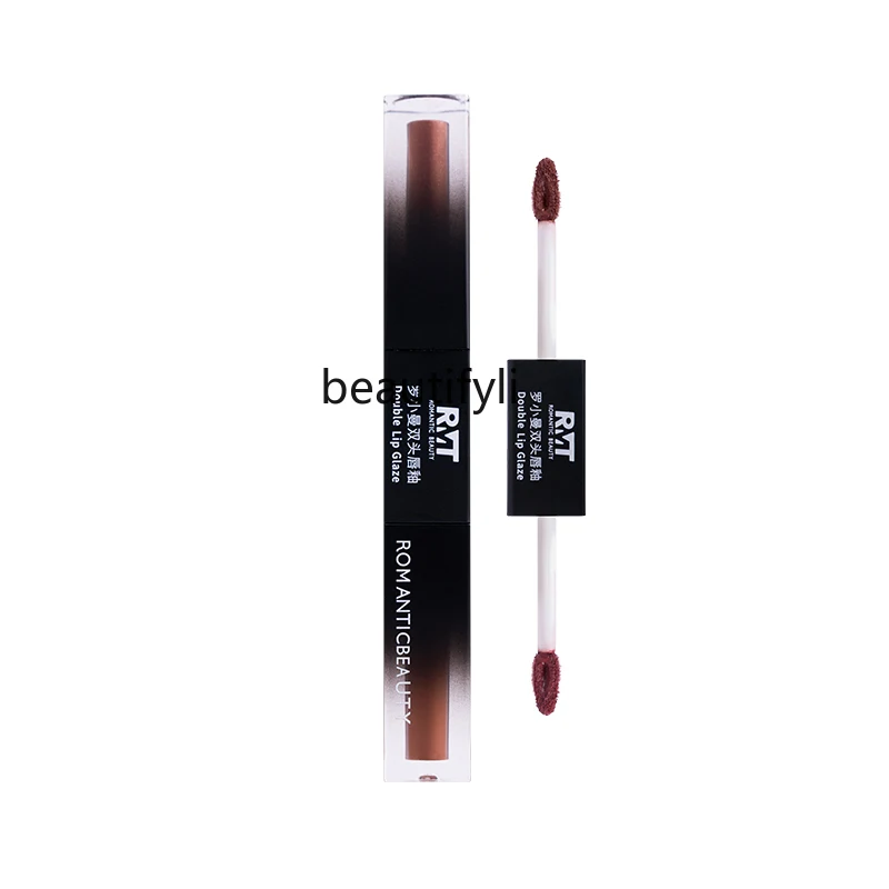 Double head  glass lip nude makeup non-stick cup lip glaze double head lip gloss matte water gloss