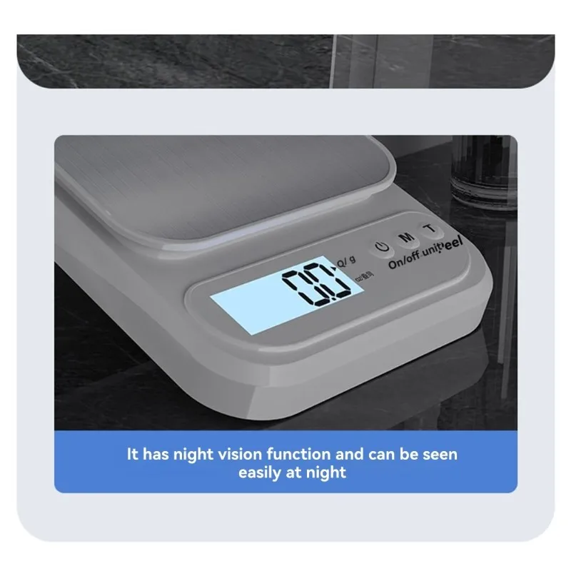 ميزان مطبخ رقمي مدمج 3 كجم/0.1 جرام-طعام للخبز والطهي، تصميم عالي الدقة-B27C #2