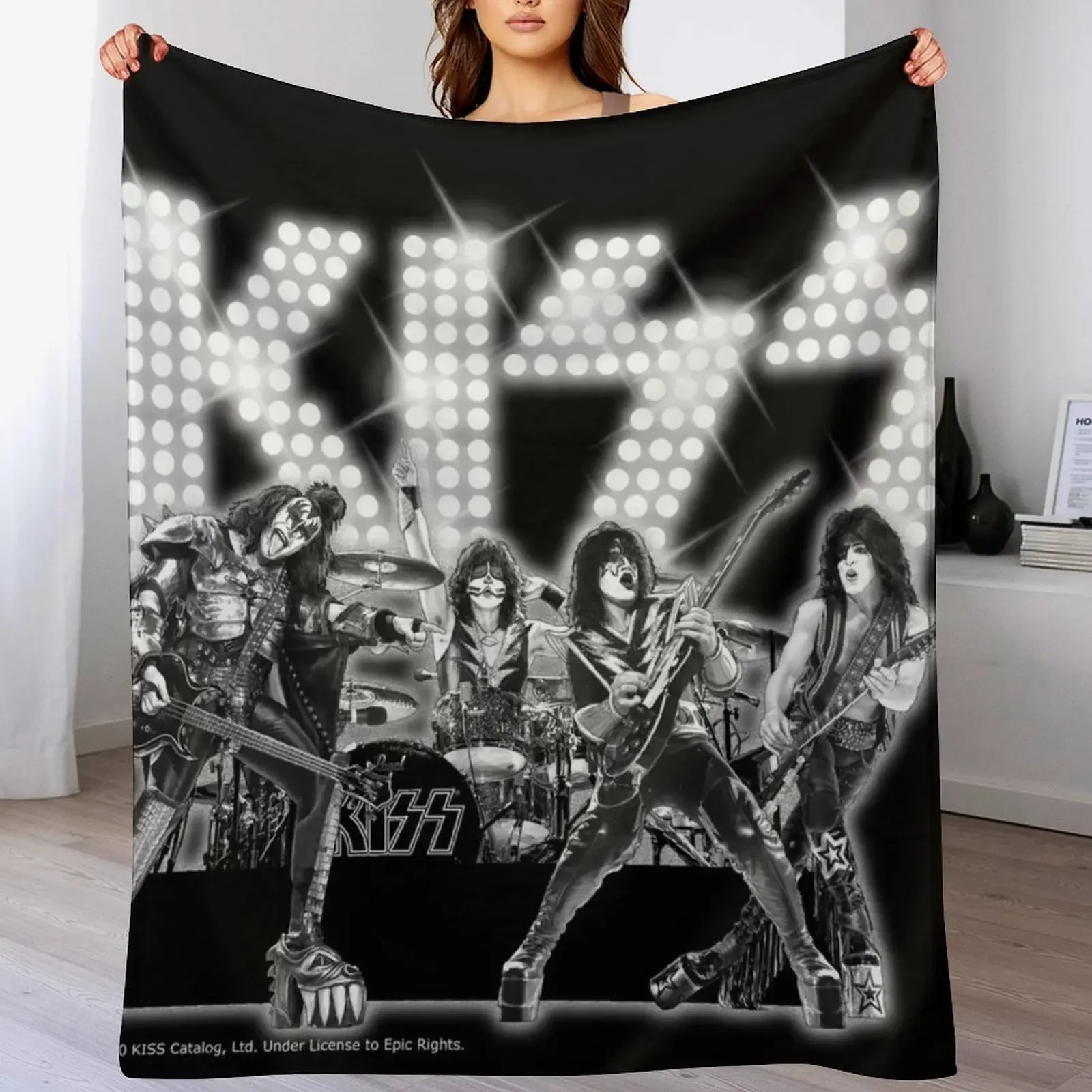 

Kiss Band Concert Throw Blanket for sofa Furry Nap sofa bed Blankets