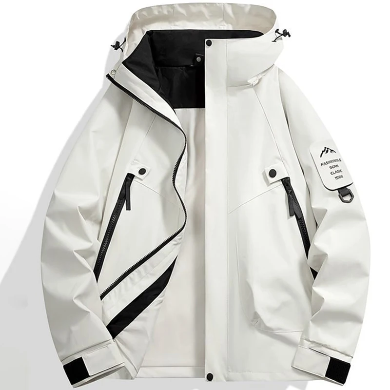 

Spring Autumn Men's Hooded Jacket Outdoor Waterproof Comfortable Fashionable Cycling Climbing Mountaineering Jackets Windbreaker
