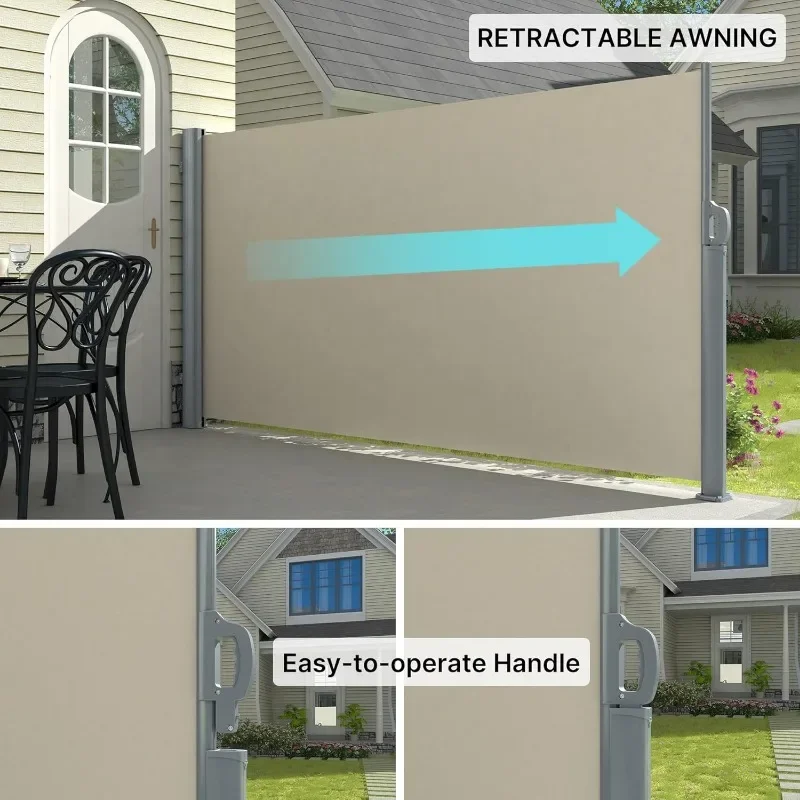 حار بيع. ميزات فريدة من نوعها مقاس 138 × 71 بوصة، مظلة جانبية قابلة للسحب من الألومنيوم، مقسم خصوصية قابل للطي في الهواء الطلق