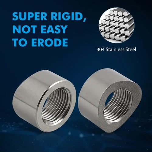 Imagen 2 del producto Tuerca de Sensor de oxígeno de 4 piezas, adaptador de Sensor de O2 M18x1.5, tuerca con muescas curvas, tapón de soldadura, piezas de automóviles universales de acero inoxidable