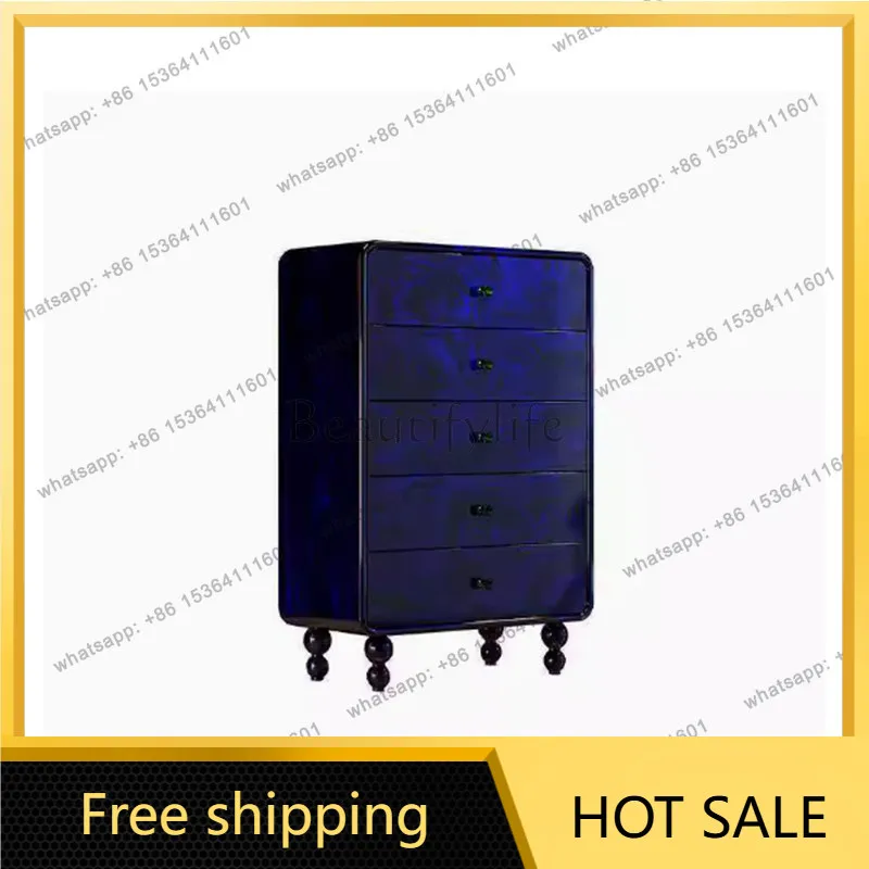 PG light luxury chest of drawers solid wood bedroom storage American storage art living room model room decorative cabinet