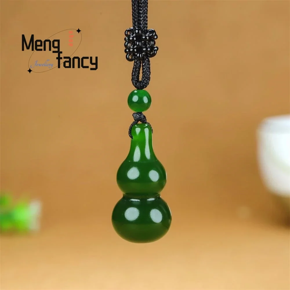 

Natural Hetian Jade Spinach Green Jasper Gourd Pendant Simple Retro Exquisite Fashion Jewelry Best Selling Luxury Holiday Gifts