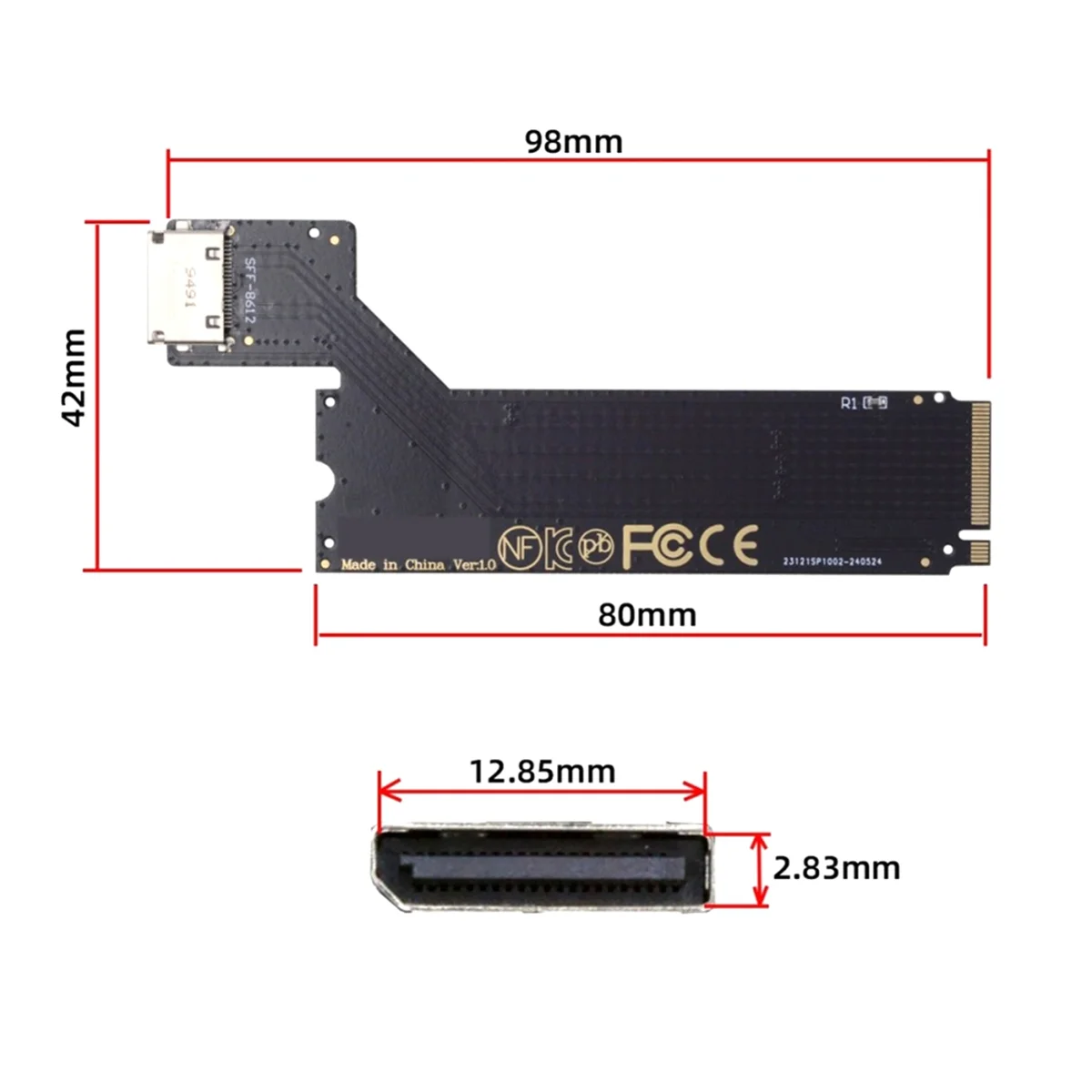 A43MM PCI-E4.0 M.2 M-key to Oculink SFF-8611 SFF-8612 Host Adapter for 2024 ThinkBook 14+ AMD8845 External Graphics Card & SSD