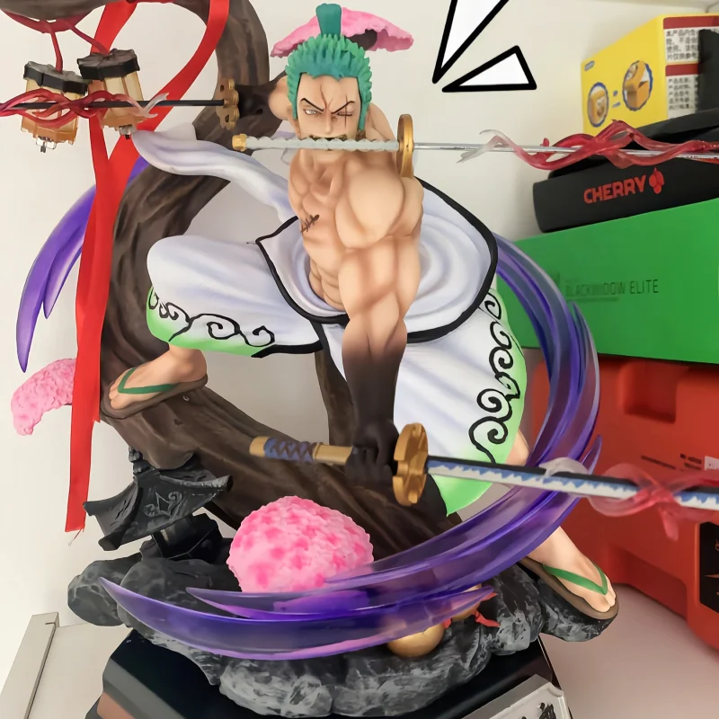 Figura de Anime de una pieza, estatua de Wano Roronoa Zoro 3 Sword Gear 4 Luffy 2 Head Gk 26cm, modelo coleccionable de Pvc, juguetes para niños, regalo