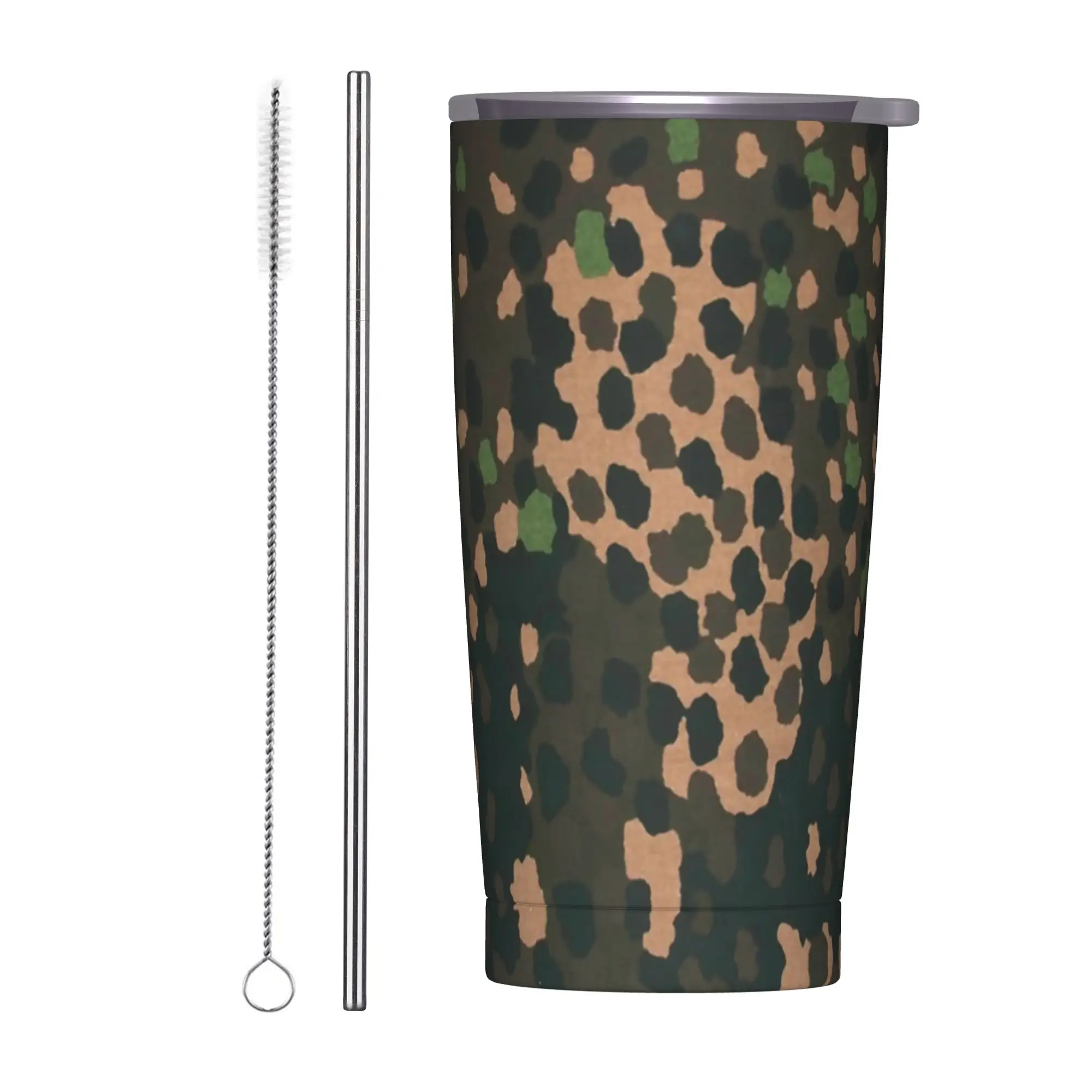 Pea Dot Camo Tumbler Vacuum Insulated Multicam Military Animal Leopard Coffee Cups Vacuum Flask Car Mugs Hot Cold Drink, 20oz