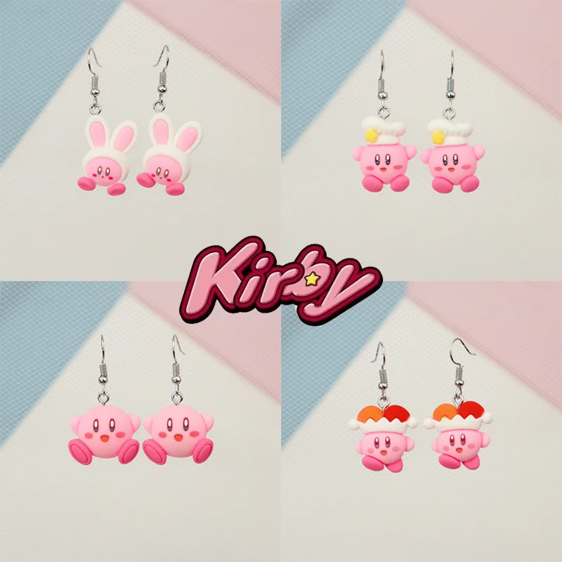 

Kirby Cute Anime Earrings Women Fashion Resin Ear Hooks Cartoon Personality Earring Female Charm Jewelry Accessories Girls Gifts