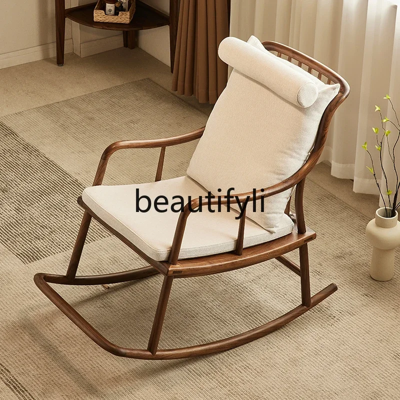 

New Chinese black walnut rocking chair lazy sofa leisure chair