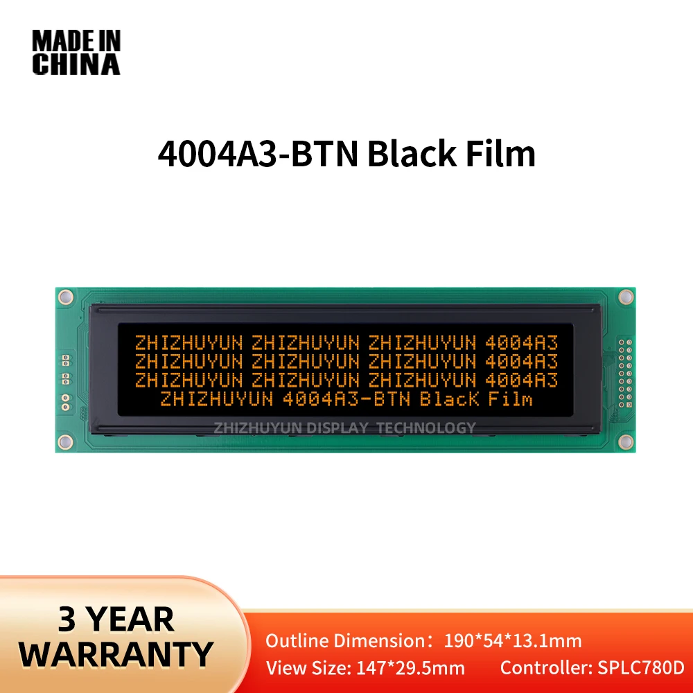 Pantalla LCD de matriz de puntos de caracteres LCD4004A3, BTN, película negra, fuente naranja, 40X4, entrega directa de fábrica, garantía de calidad