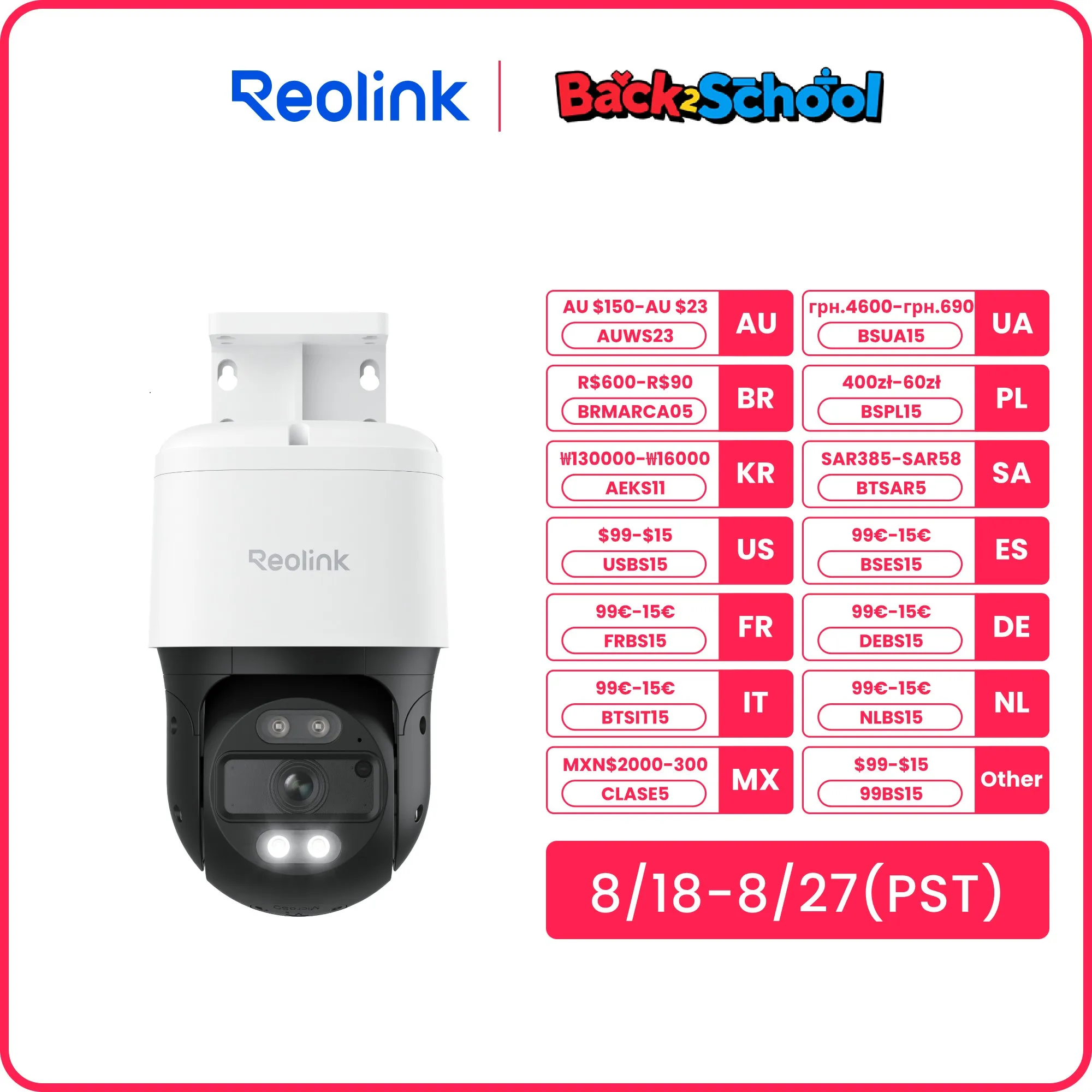 Telecamera IP Reolink 4K PoE 8MP Telecamera di sicurezza con tracciamento automatico PT per esterni 355 °   Padella e 90 °   Telecamera di sorveglianza con rilevamento intelligente inclinabile