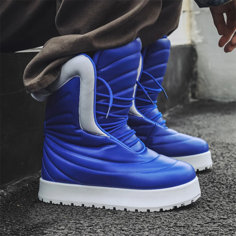 2024 Winter Snow Boots Street Style Men's Motorcycle Warm Boots Height Increasing Light Adult Man Sports Casual Shoes Sneakers