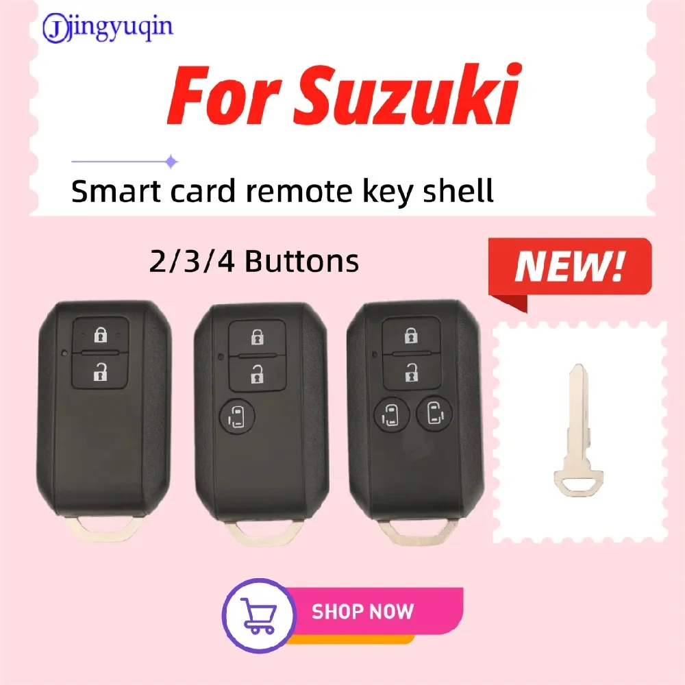 Jingyuqin für Suzuki Swift 2/3/4 Tasten Original Ersatz Smart Card Fernbedienung Autoschlüssel Gehäuse Hülle inklusive ungeschnittenen Rohrohlingen