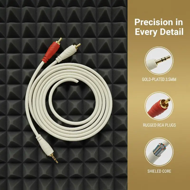 35mm Male To Dual  Male Audio Cable Gold Plated Connectors High Fidelity Sound For Home Theater Car Stereo