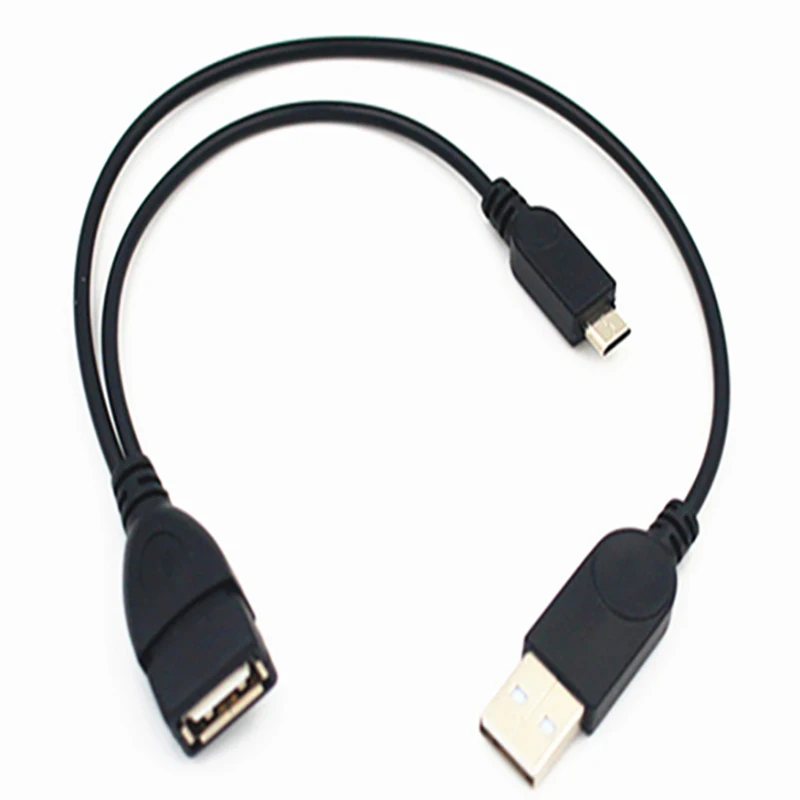 1 Micro-USB to USB Female OTG Adapter Cable with USB Power Interface Suitable for Electronic Devices with OTG