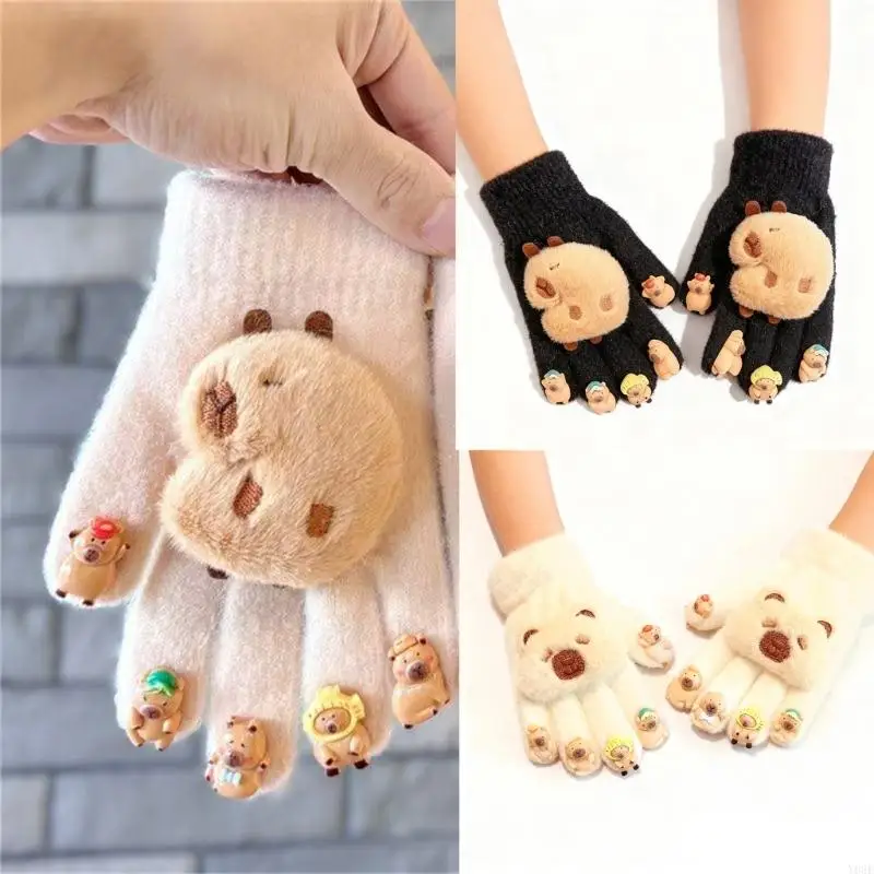 

Плюшевые перчатки капибары для детей, мягкие теплые зимние аксессуары с милым животным дизайном и легким весом Y08E