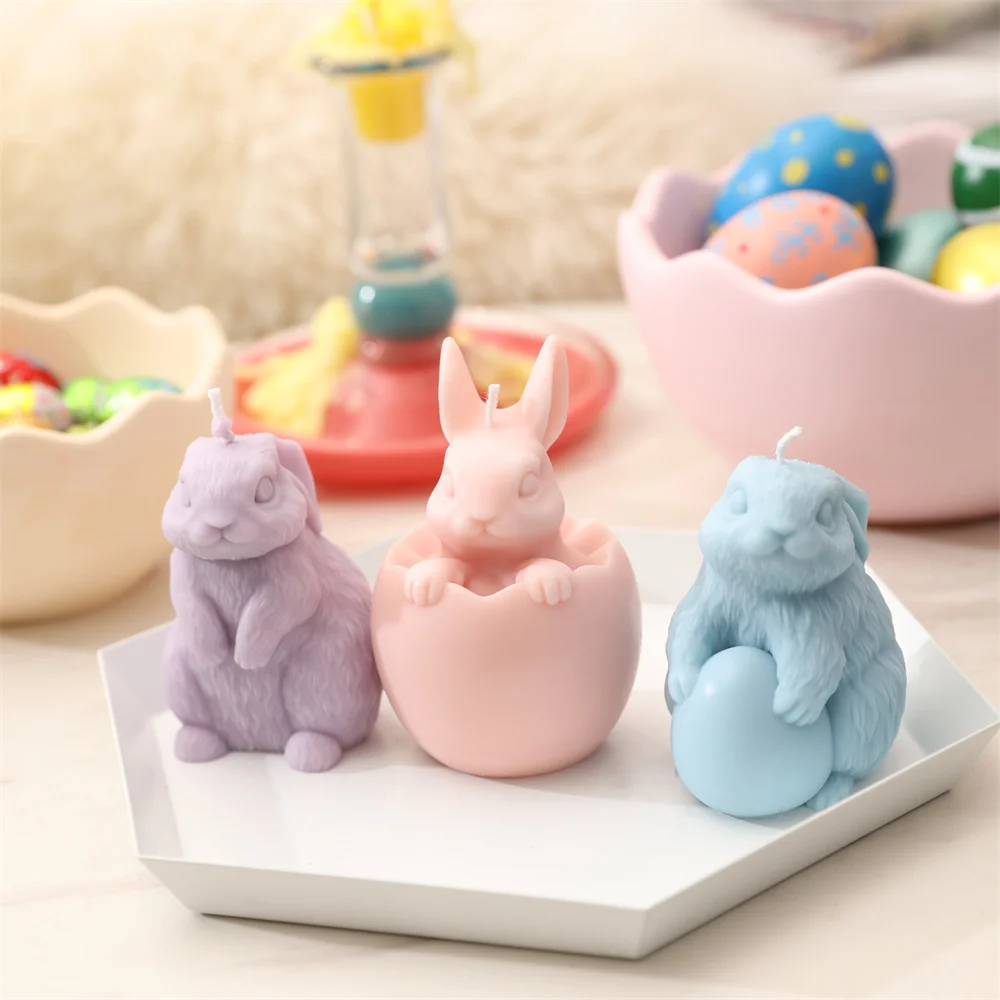 Nicole Easter Bunny Candle Silicone Mold Ręcznie robione foremki do świec aromaterapeutycznych królika do tworzenia świec Wielkanocna dekoracja domu