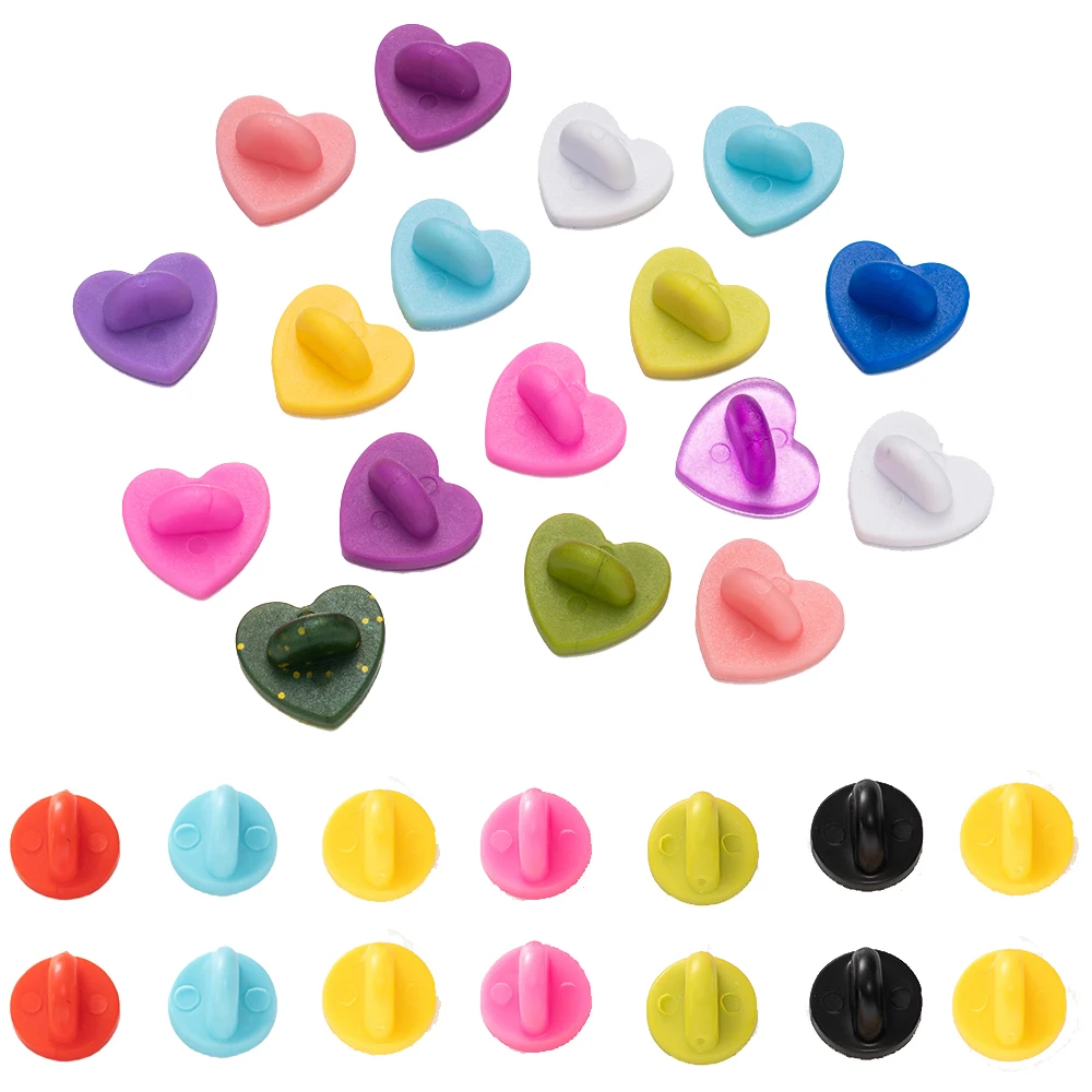 

50pcs Heart Shape Rubber Pin Backs for DIY Lapel Pins PVC Keepers Locking Replacement Uniform Badge Comfort Fit Tie Tack Brooch