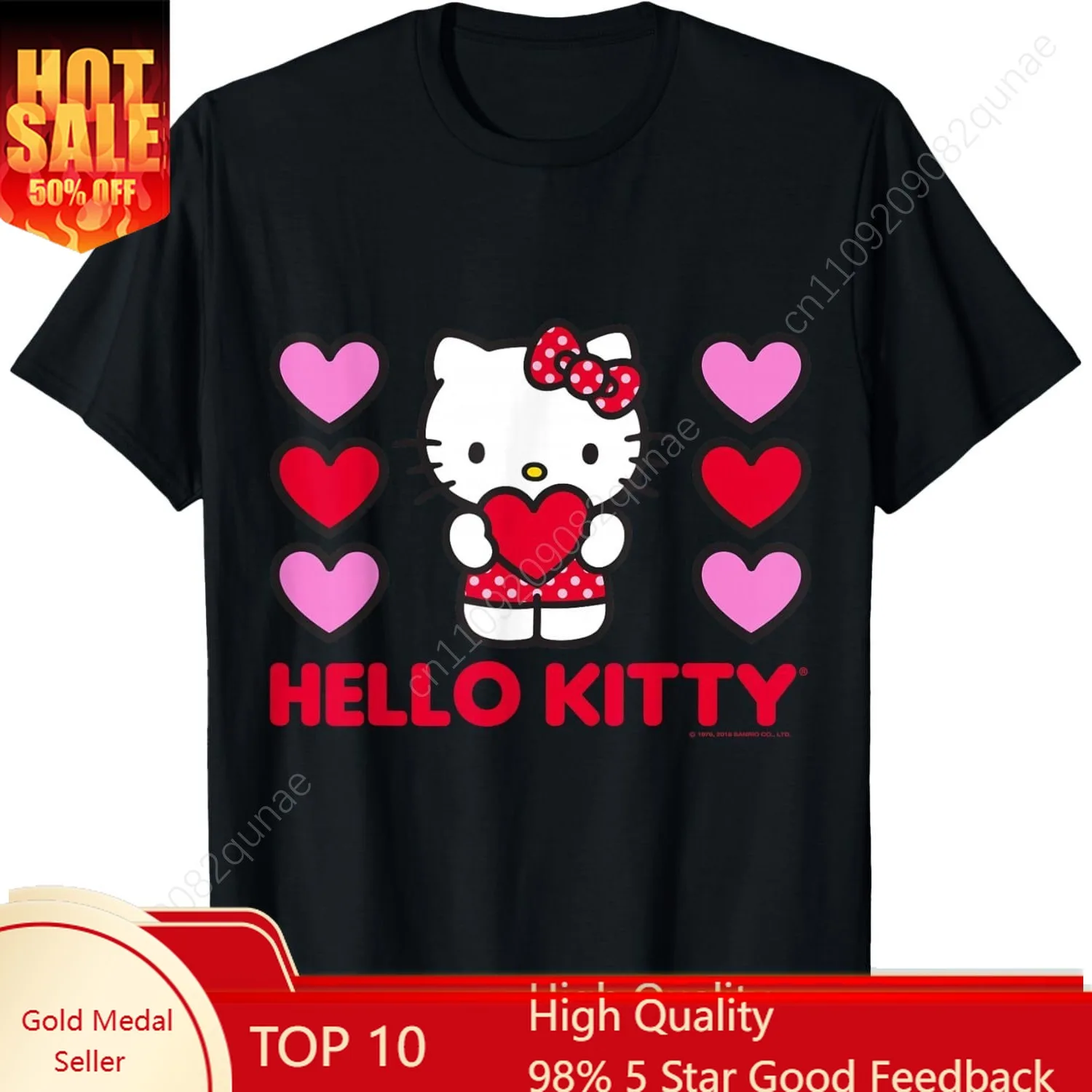 

Hello Kitty Valentine Hearts Shirt T-Shirt Women Tshirt Female Short Sleeved