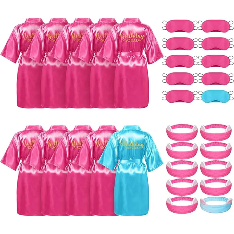 

30 шт., принадлежности для спа-вечеринки для девочек, халат принцессы на день рождения, халаты для дня рождения, повязка на голову, набор с повязкой на глаза для вечеринки