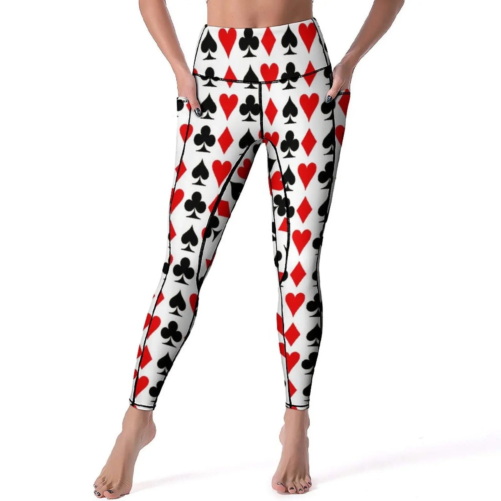 

Playing Cards Suit Yoga Pants Women Club And Heart Leggings Push Up Novelty Yoga Legging Quick-Dry Workout Gym Sports Tights