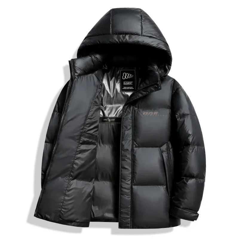 Winter New Hooded Thickened Black and Gold Short Down Jacket White Duck Cold-proof Casual Men's Jack