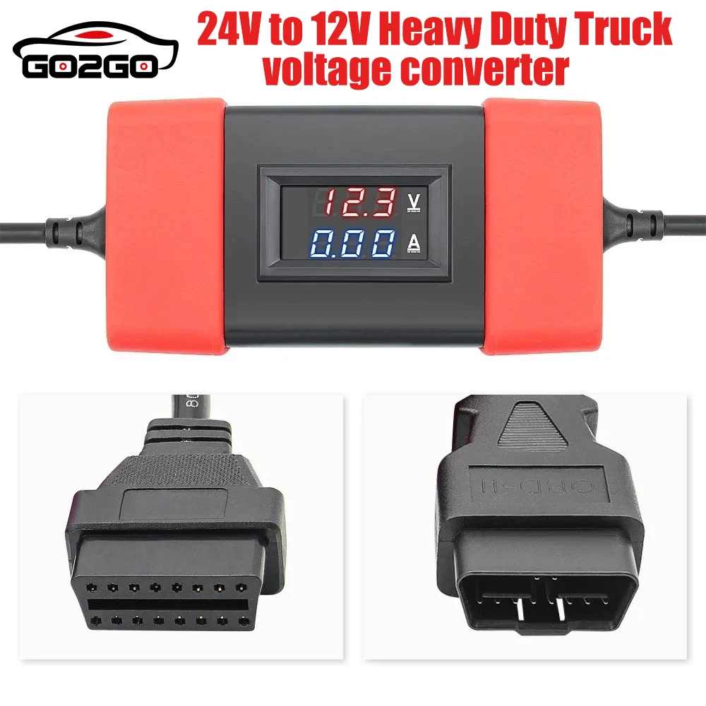 

24V To 12V Converter Heavy Duty Truck Diesel Adapter Cable Work For thinkdiag launch X431 easydiag 3.0 2.0 Golo 3 Scannner etc.