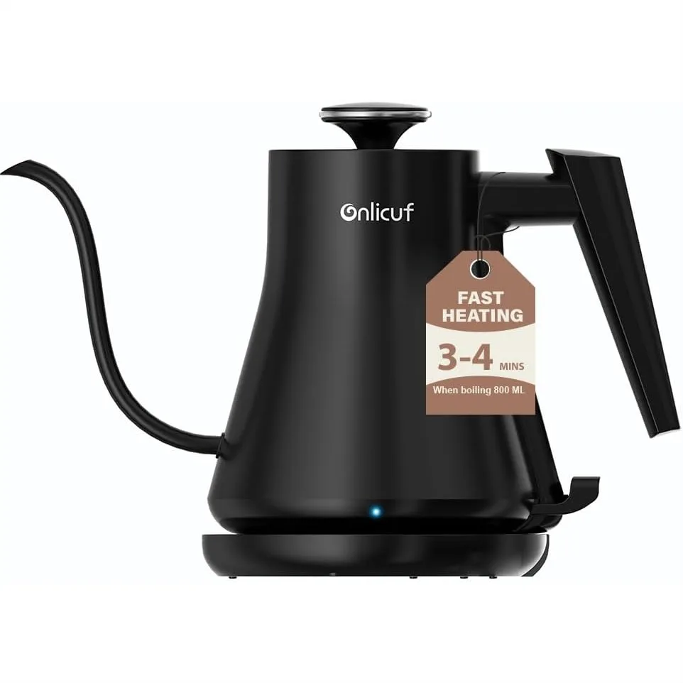 

Gooseneck Electric Kettle 0.8L - Matte Black Tea Kettle with Auto Shut Off, Boil-Dry Protection & BPA-Free, Precision Pour Over