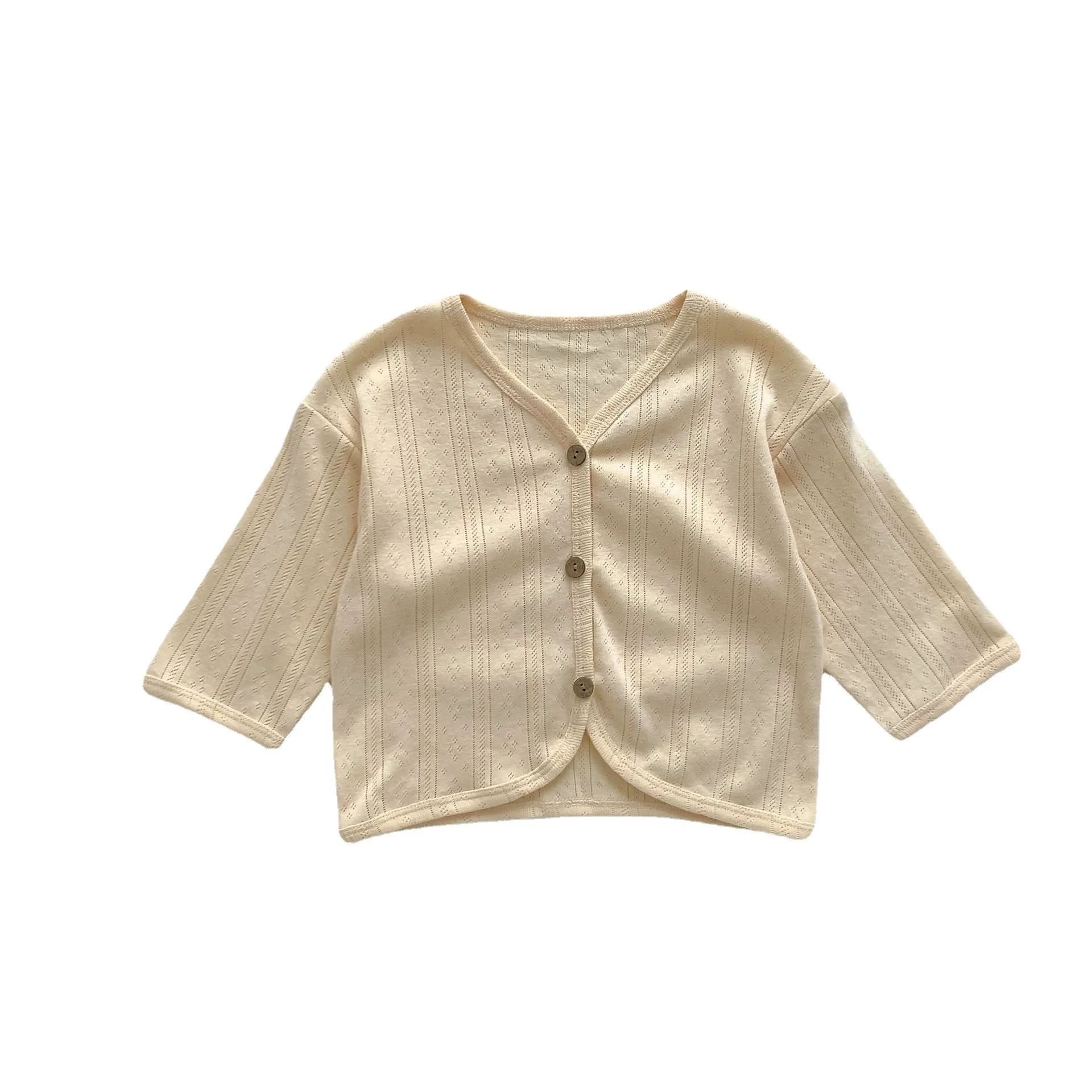 Cardigan Fin Respirant pour Bébé Fille et Garçon, Haut Solide Amissié, Vêtement d\'Extérieur pour Nourrisson, Climatisé, Moustique Vert, Été