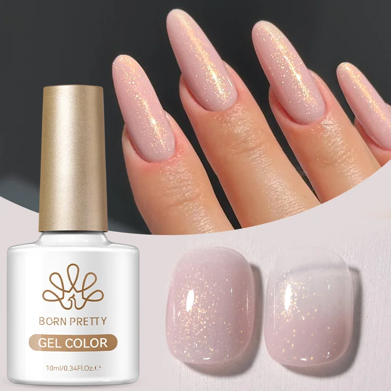 BORN PRETTY 10ml Sunset Glimmer Aurora Gel Polish  Pink Sparking Glitter Soak Off UV LED Semi Permanent Nail Art Varnish Manicur