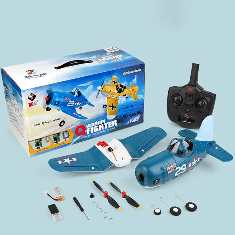 2.4G Full Scale Remote Control Four Channel Design Dual Mode Switching Q-Version Simulation F4u Pirate Fixed Wing Aircraft Model