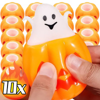 Halloween Funny Pumpkin Ghost Decompression Toy Funny Pumpkin Head Pinch Squishy Vent Ball Toy Night Market Hot Selling Kid Gift